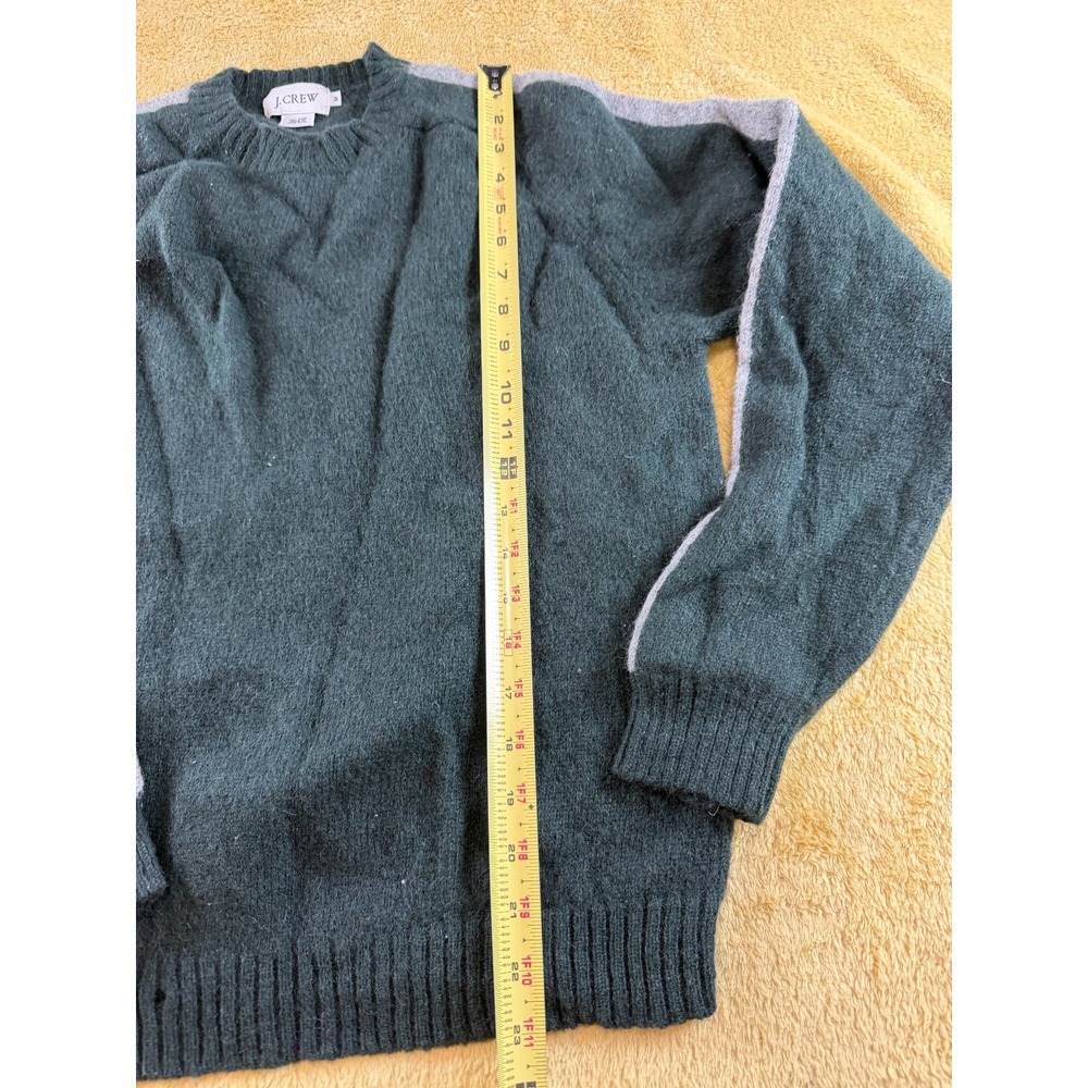 Vintage J.Crew Wool Sweater Mens M Dark Green Side Stripe Crew Neck Pullover - Picture 8 of 9
